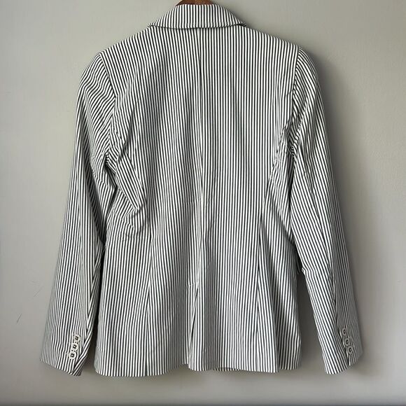 New Carolina Belle Neutral Pinstripe Blazer Jacket Academia Seersucker- Small - Picture 5 of 13